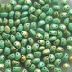 Margele Oval Candy 6x4 mm - Opq Green Turquoise Granite Gold