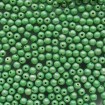 Round Beads 3 mm - Opq Green Silver Picasso